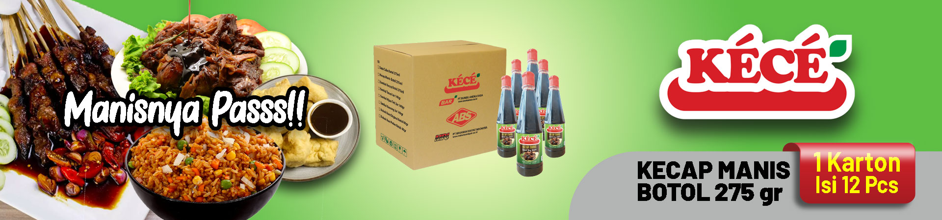 1 Karton isi 12 pcs - KECE Kecap Manis Botol 275 gr