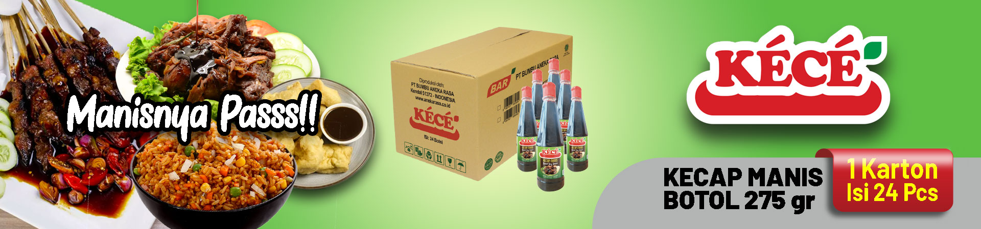 1 Karton isi 24 pcs - KECE Kecap Manis Botol 275 gr