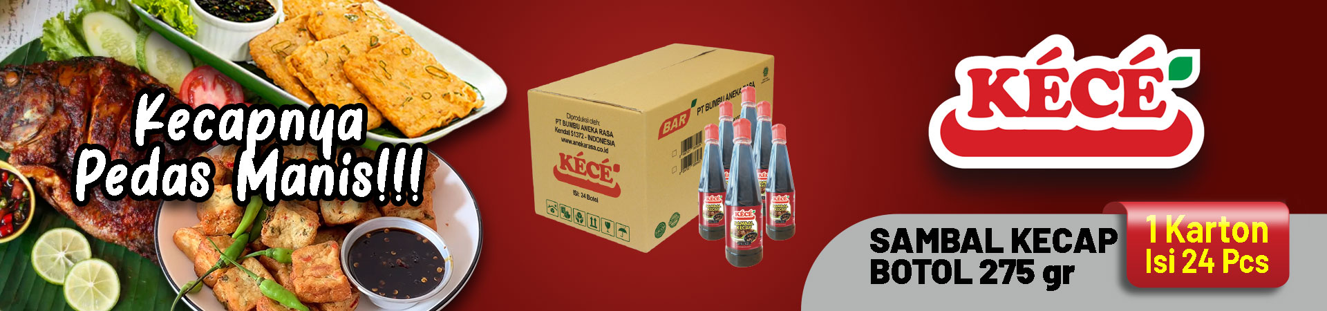 1 Karton isi 24 pcs - KECE Sambal Kecap Botol 275 gr