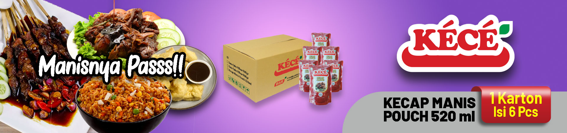 1 Karton isi 6 pcs - KECE Kecap Manis Pouch 520 ml