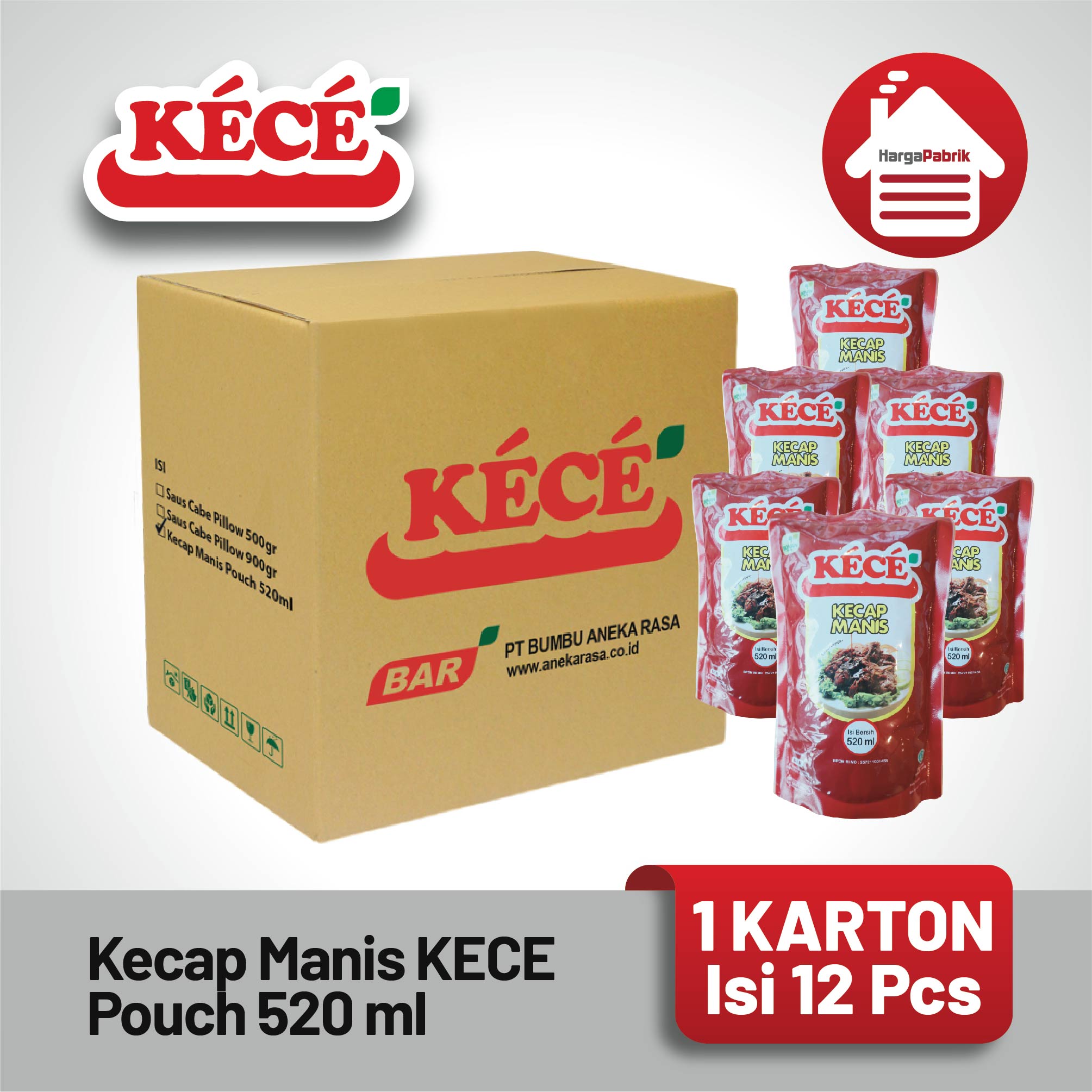 Kecap Manis KECE Pouch 520 ml - 1 Karton isi 12 Pcs