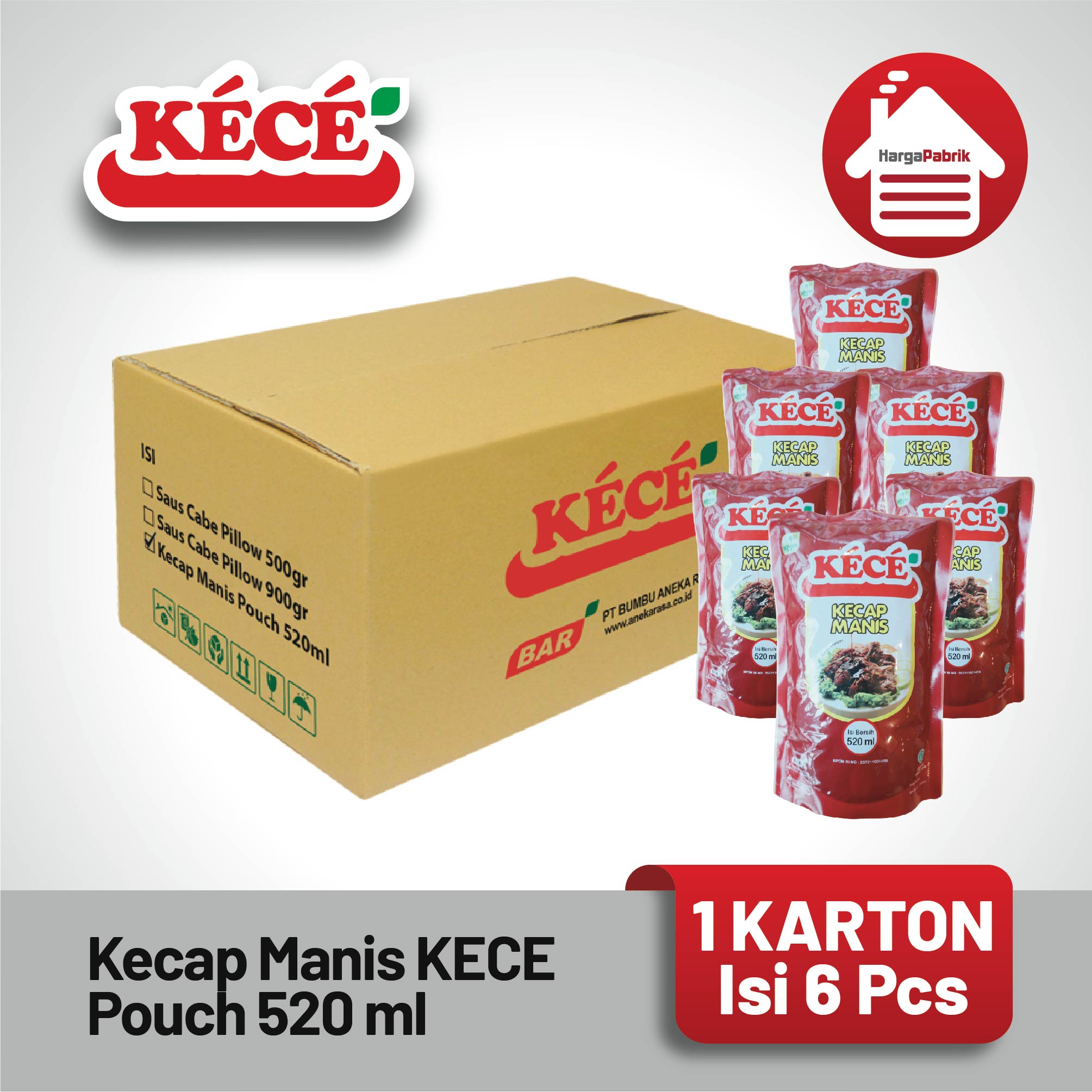 kecap Manis KECE Pouch 520 ml - 1 Karton isi 6 Pcs