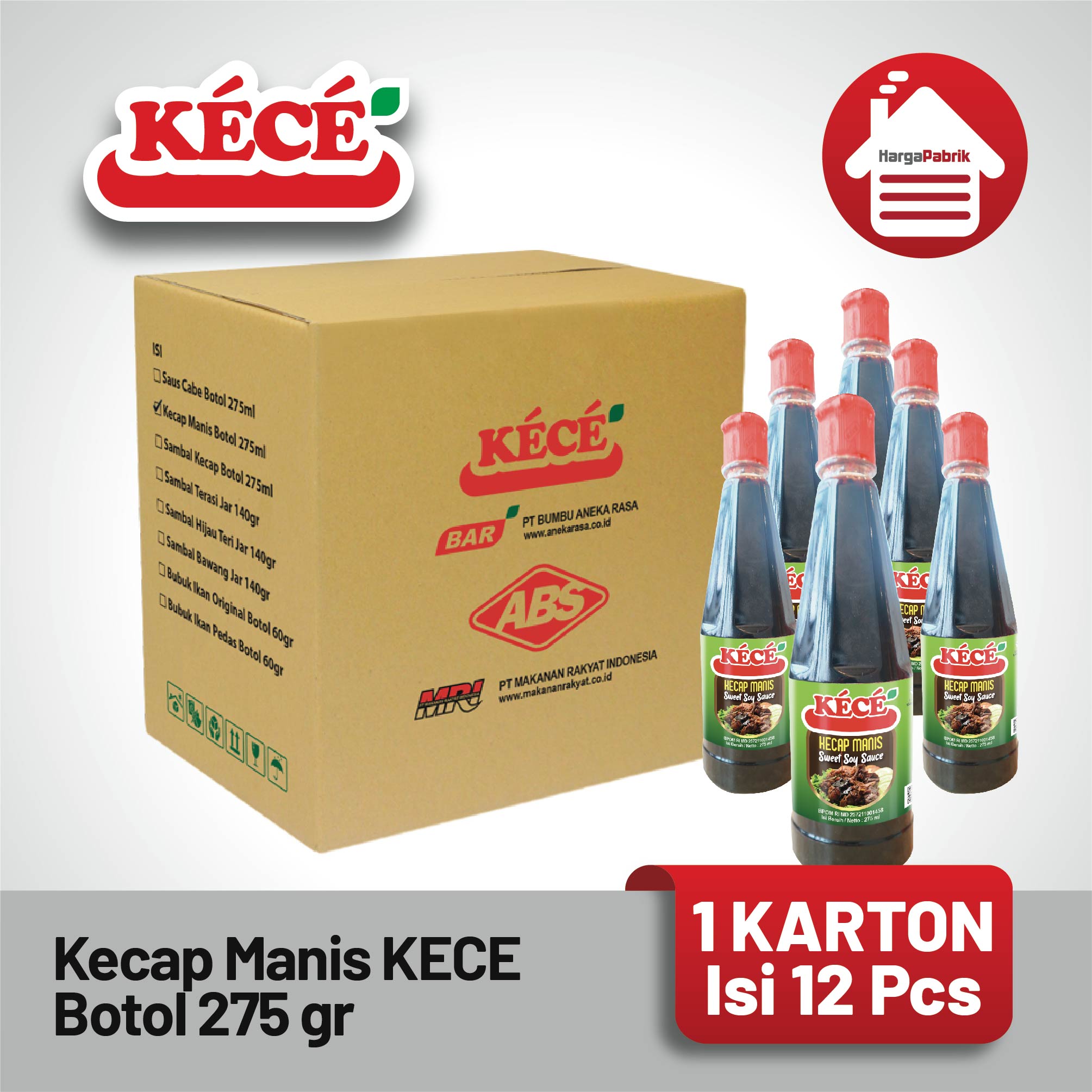 Kecap Manis KECE Botol 275 ml - 1 karton isi 12 Pcs