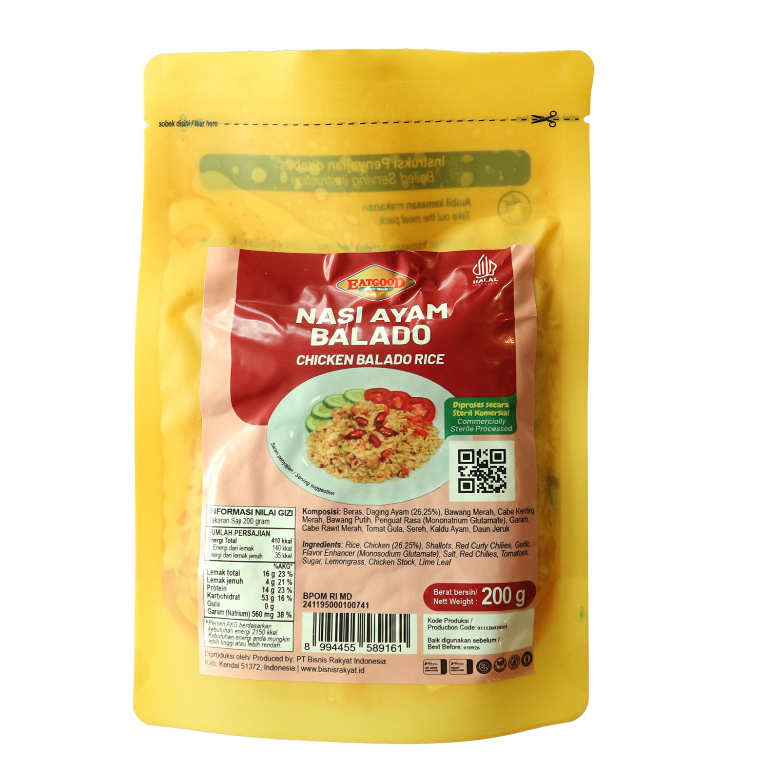 Nasi Ayam Balado EatGood 200 G
